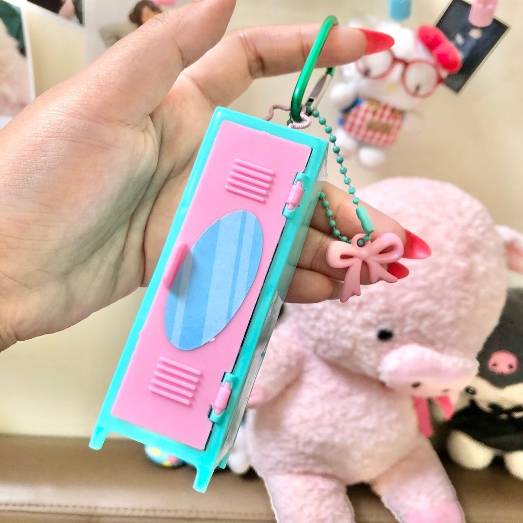 Kawaii Mini Locker Keychain Bag Charm – Pink & Mint