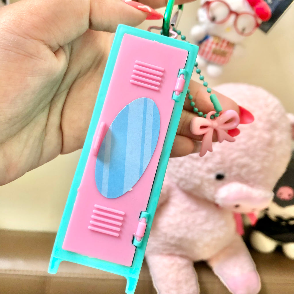Kawaii Mini Locker Keychain Bag Charm – Pink & Mint