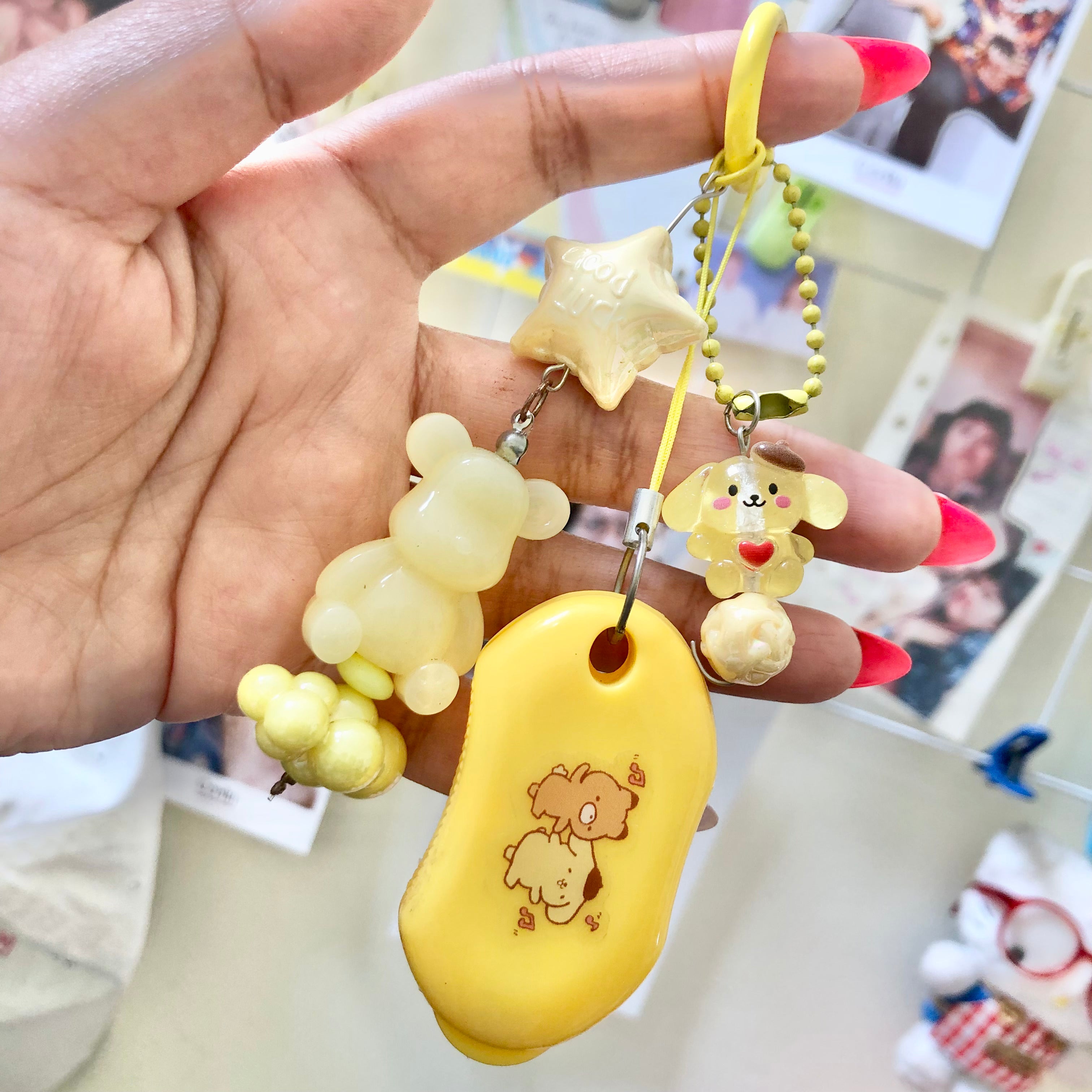 Pompompurin Sanrio Yellow Kawaii Cutter Keychain Set – Butter Yellow Aesthetic