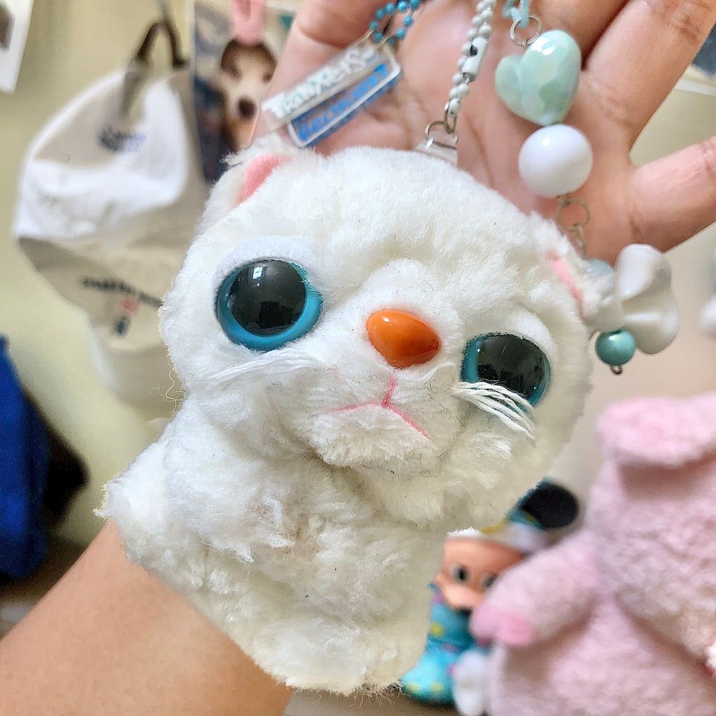 TY White Plush Cat Keychain Handmade Bag Charm