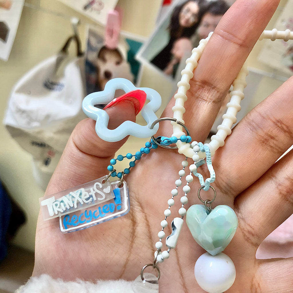 TY White Plush Cat Keychain Handmade Bag Charm