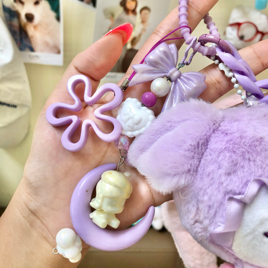 Purple Kuromi-Inspired Plush Keychain Bag Charm