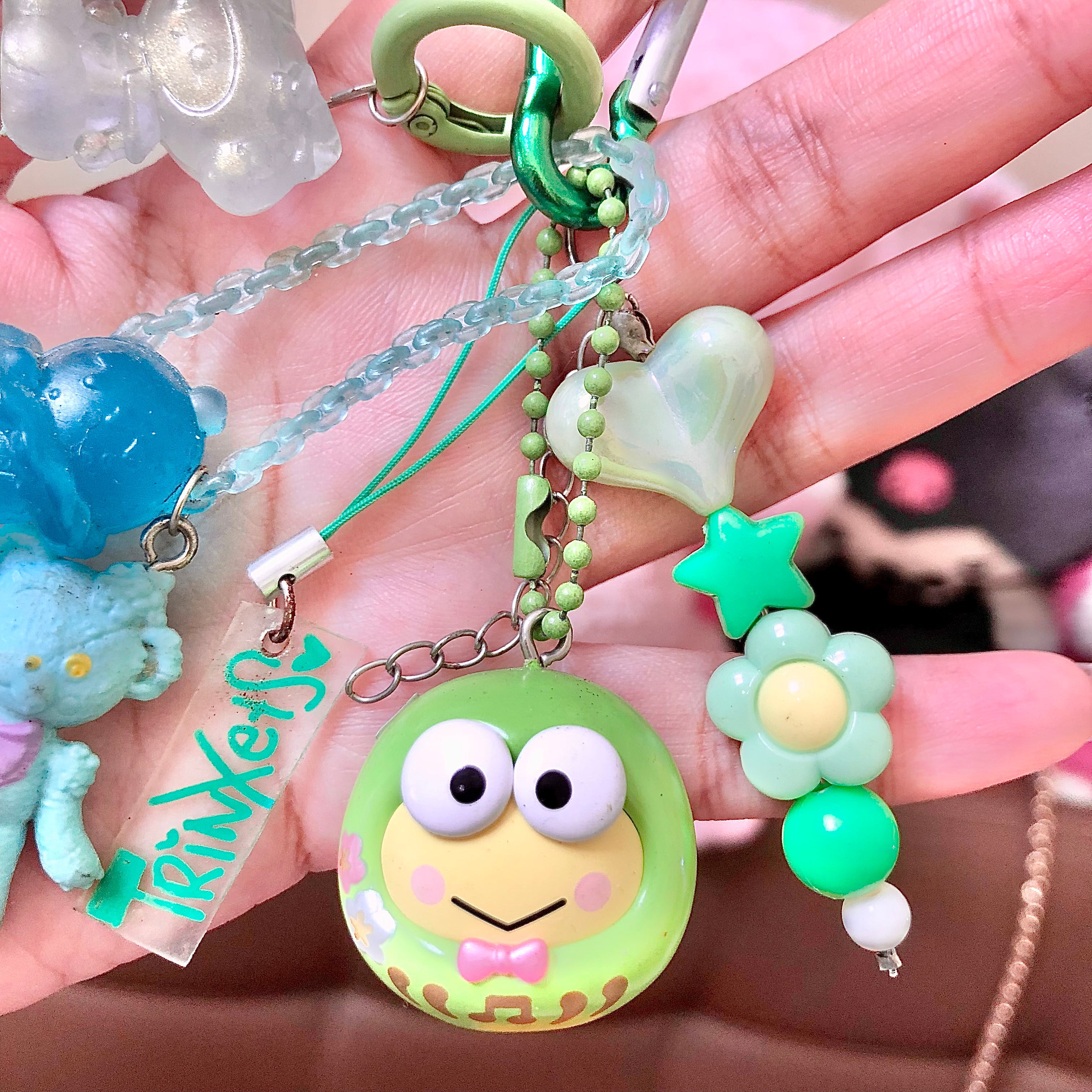 TopToy Keroppi Sanrio Green Kawaii Keychain Bag Charm