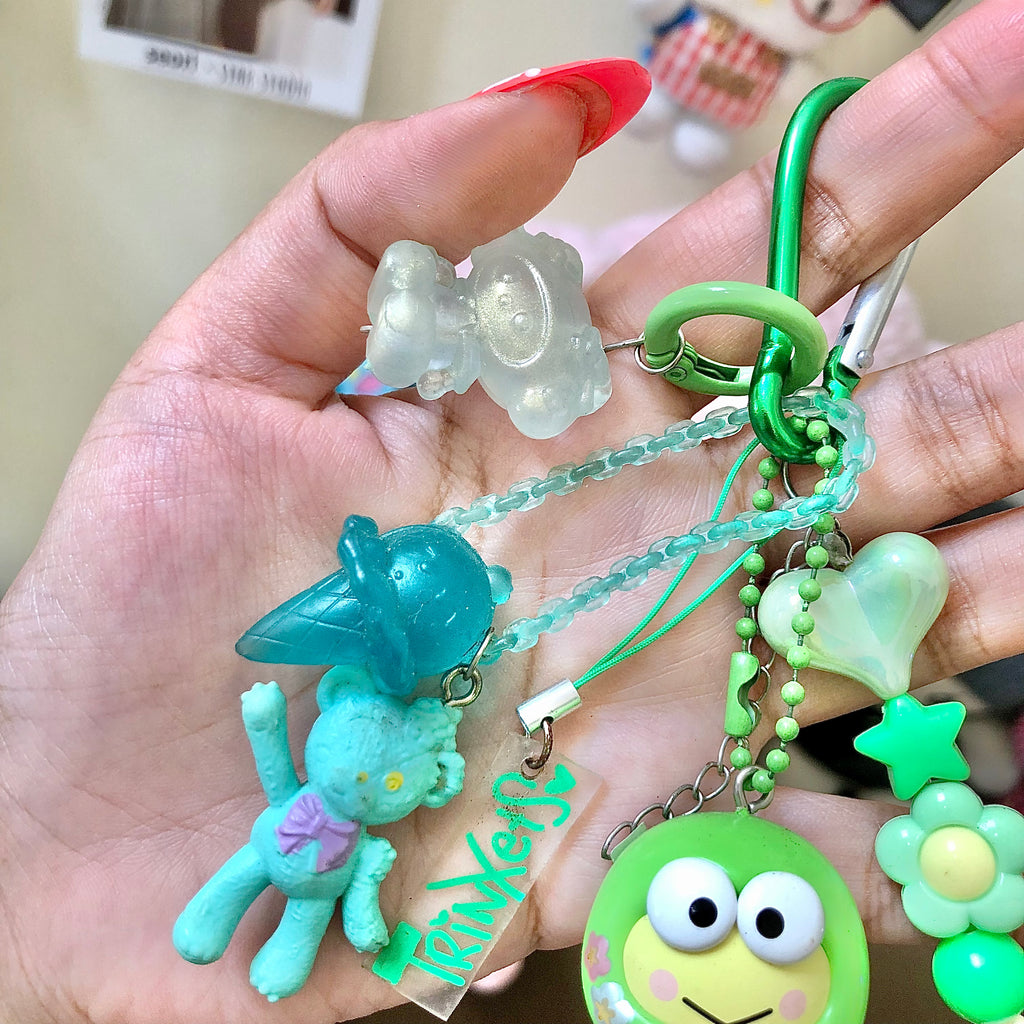 TopToy Keroppi Sanrio Green Kawaii Keychain Bag Charm