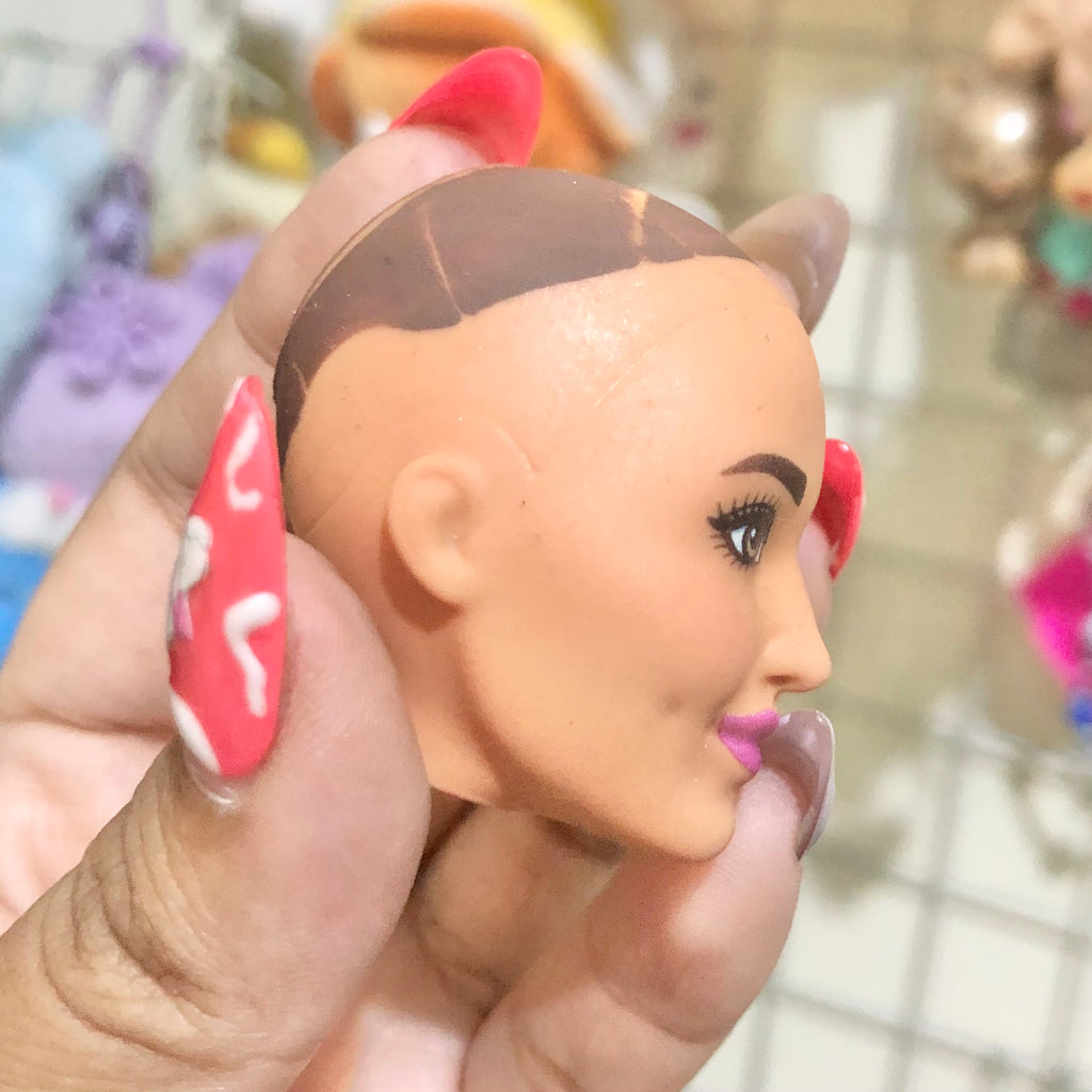 Barbie factory sample bald doll head other side profile