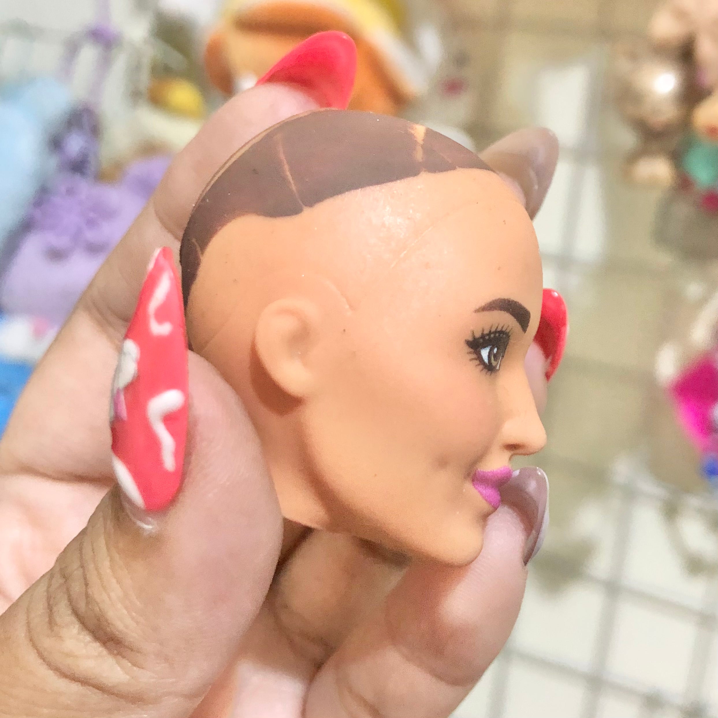 Barbie factory sample bald doll head other side profile