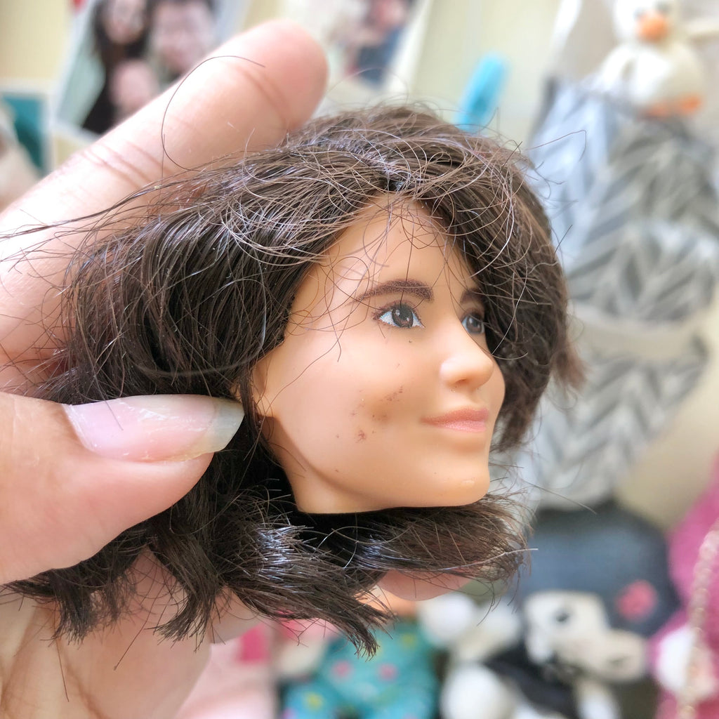 Barbie Samantha Cristoforetti doll head front view