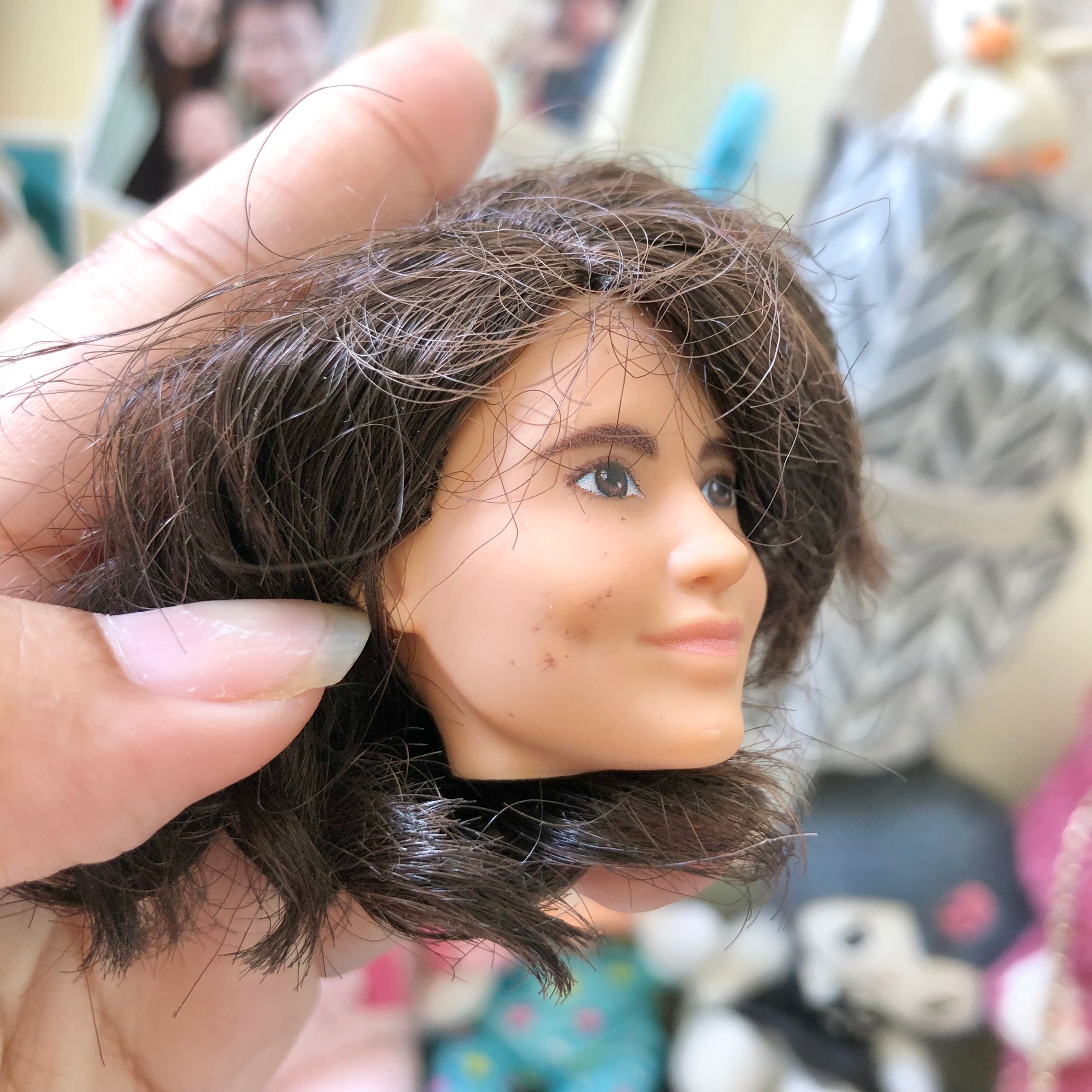 Barbie Samantha Cristoforetti doll head front view